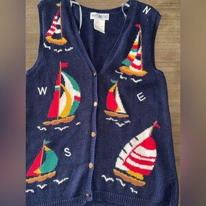 White Stag Collection navy blue nautical sailboat theme vest